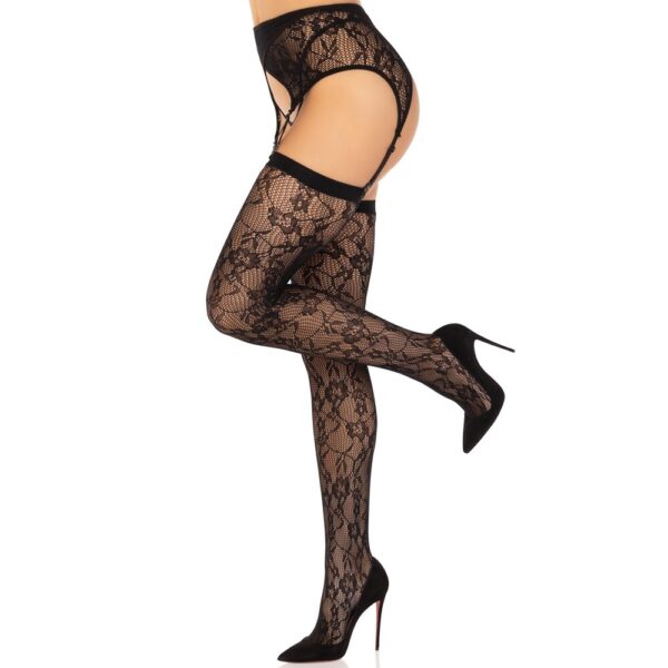 Leg Avenue Lace Stockings and Garterbelt Black - Image 3