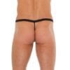 Mens Black GString With Leopard Print Pouch - Image 2