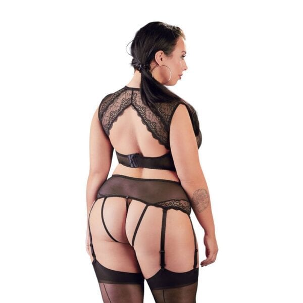 Cottelli Plus Size Bralette and String Set Black - Image 3