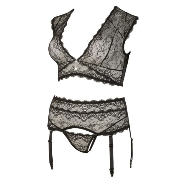 Cottelli Plus Size Bralette and String Set Black - Image 4