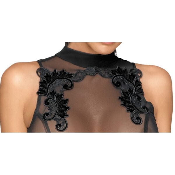 Noir Sheer and Wet Look Sleeveless Dress - Image 3