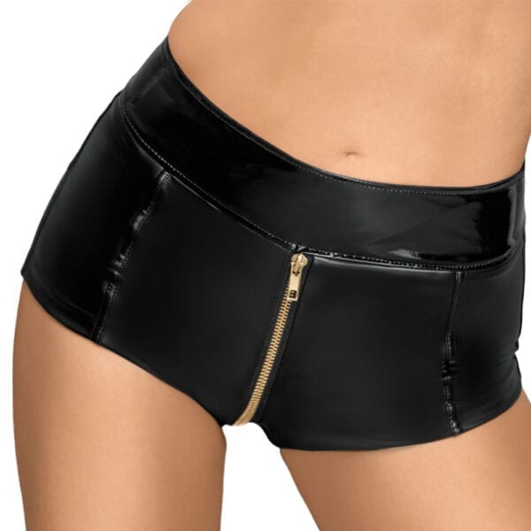 Noir Black Zip Up Hot Pants - Image 2