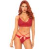 Leg Avenue Sweetheart Lace Bralette Set Red - Image 2