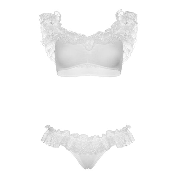 Leg Avenue Lace Ruffle Crop Top and Panty UK 8 to 14 - Image 3