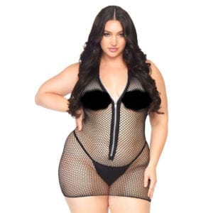 Leg Avenue Fishnet Zip Up Dress Plus Size UK 18 to 22
