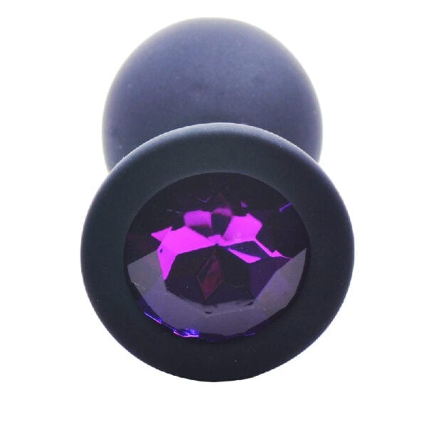 Large Black Jewelled Silicone Butt Plug - Image 3